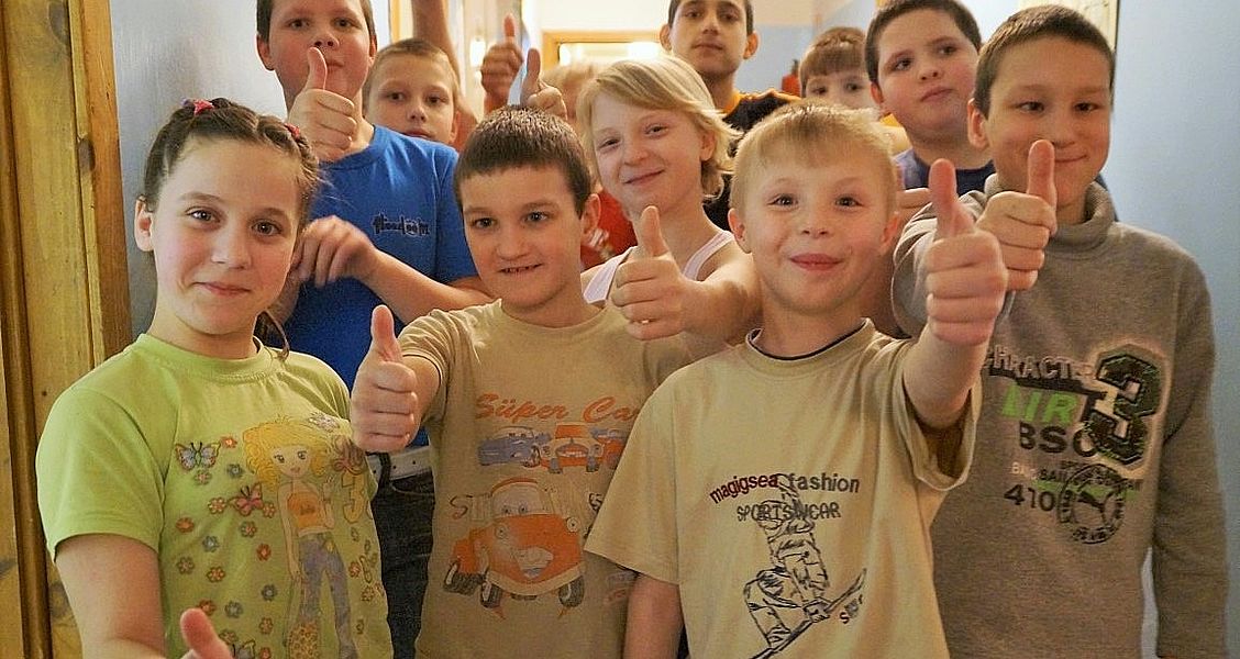 Thumbs up from the orphans in Eastern Europe